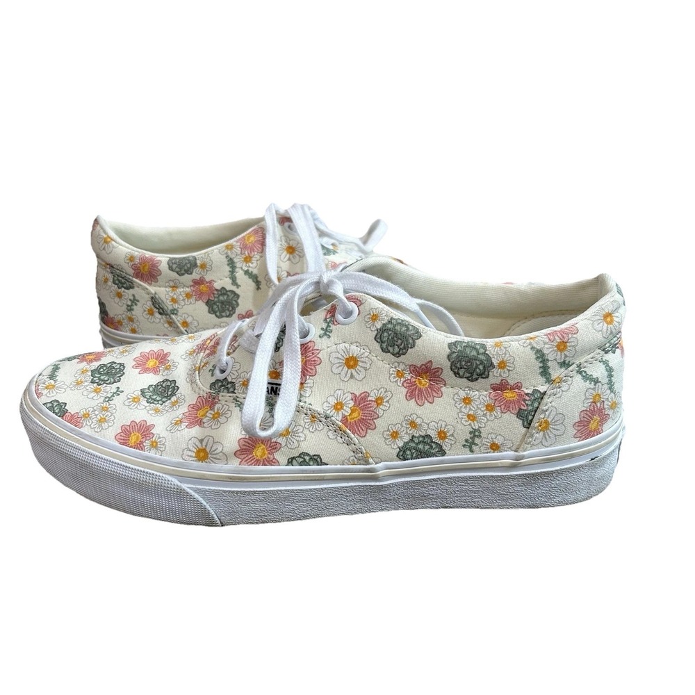 VANS Doheny Skate Shoes Pressed Floral Design Lace Up Flats Women's Size 8